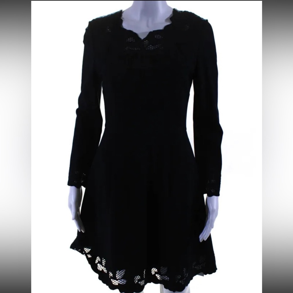 Ted Baker London Womens Long Sleeves A Line Dress Navy Blue Size 1
